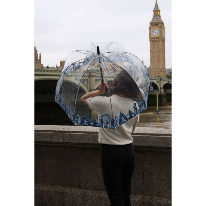 Жіноча парасолька-тростина прозора Fulton Birdcage-2 L042 London Icons (Іконки)