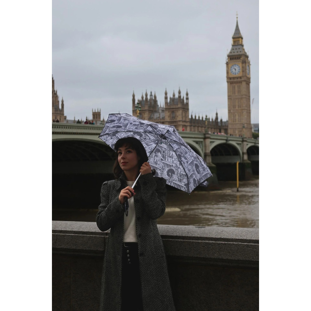 Женский мини (карманный) зонт Fulton L501 Tiny-2 London Sketch (Лондонский эскиз)