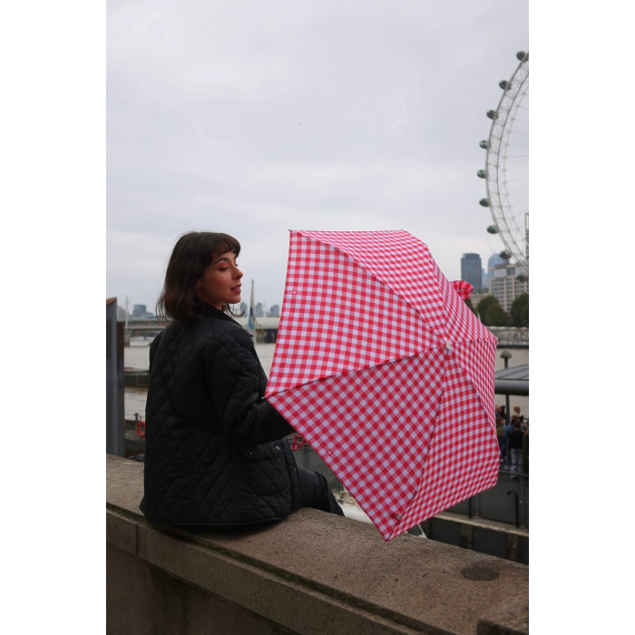 Женский мини (карманный) зонт Fulton L501 Tiny-2 Red Gingham (Красная клетка)