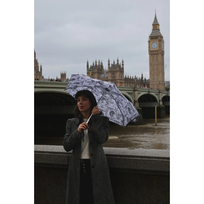 Женский мини (карманный) зонт Fulton L501 Tiny-2 London Sketch (Лондонский эскиз)