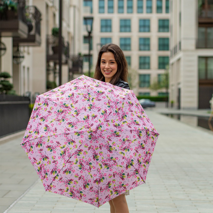Жіноча парасолька Fulton L354- Minilite-2 Pink Floral (Рожеві квіти)