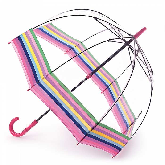 Жіноча прозора парасолька-тростина Fulton Birdcage-2 L042 - Colour Burst Stripe (Кольорові смуги)