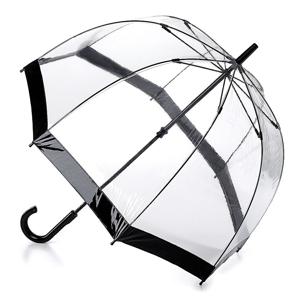 Женский зонт-трость прозрачный Fulton Birdcage-1 L041 Black (Черный)
