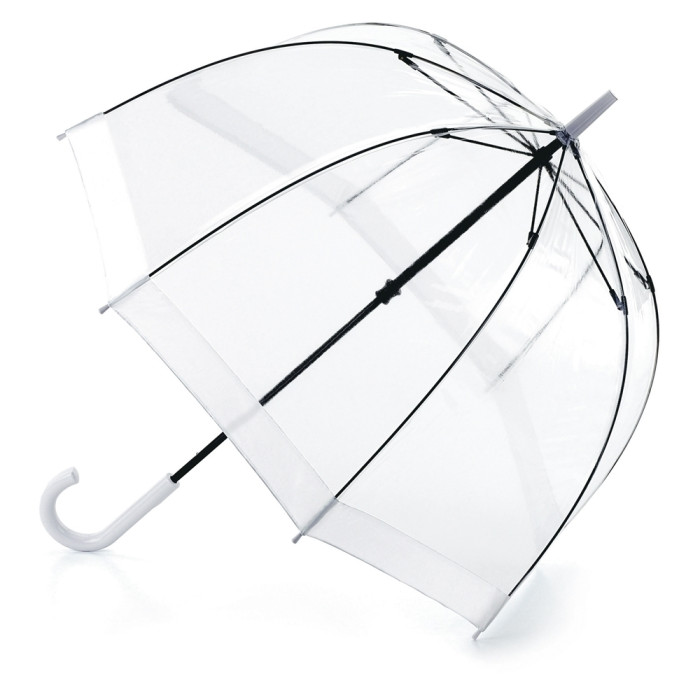 Жіноча парасолька-тростина прозора Fulton Birdcage-1 L041 White (Білий)