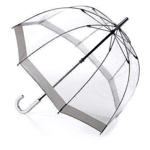 Женский зонт-трость прозрачный Fulton Birdcage-1 L041 Silver (Серебряный)