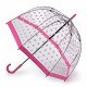 Жіноча парасолька-тростина прозора Fulton Birdcage-2 L042 Pink Polka (Рожеві кружечки)