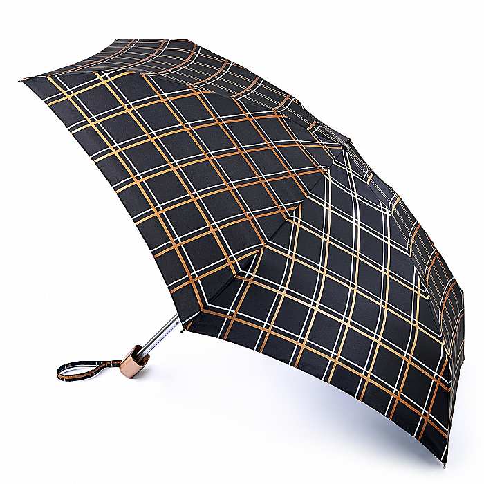 Женский мини зонт Fulton Tiny-2 L501 Golden Check (Золотая клетка)