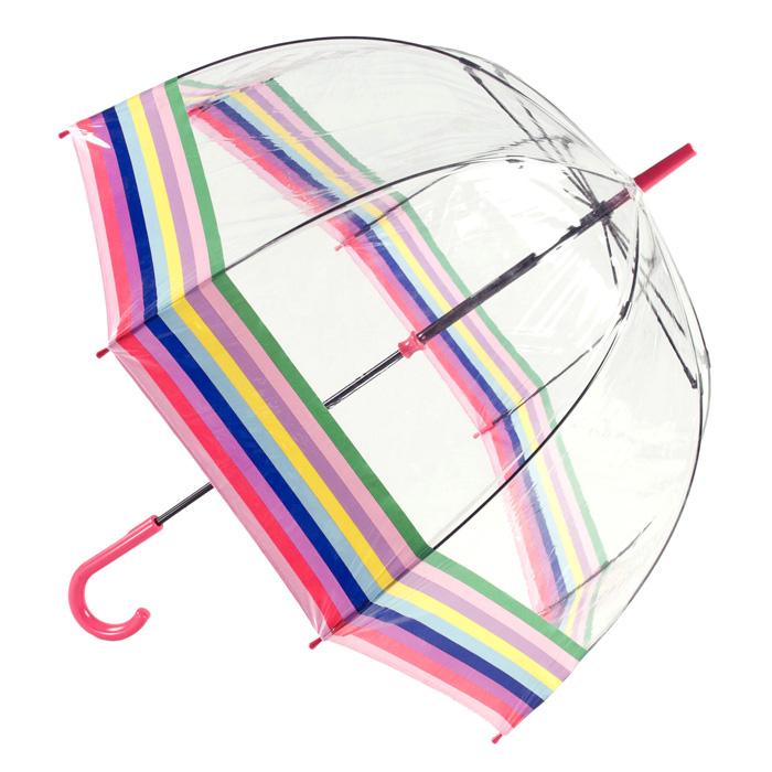 Жіноча прозора парасолька-тростина Fulton Birdcage-2 L042 - Colour Burst Stripe (Кольорові смуги)