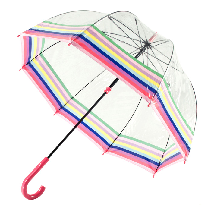 Жіноча прозора парасолька-тростина Fulton Birdcage-2 L042 - Colour Burst Stripe (Кольорові смуги)