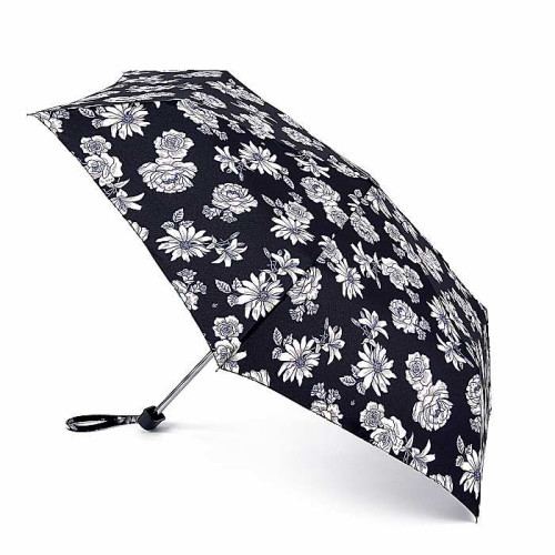 Женский зонт Fulton Miniflat-2 L340 - Black and White Floral (Черно-белые цветы)