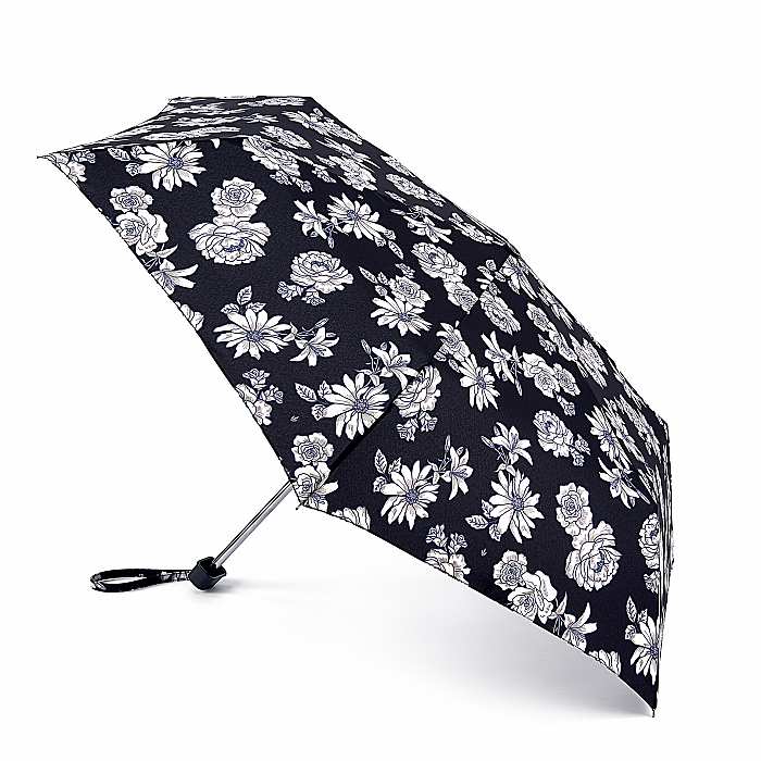 Женский зонт Fulton Miniflat-2 L340 - Black and White Floral (Черно-белые цветы)