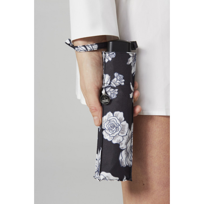Женский зонт Fulton Miniflat-2 L340 - Black and White Floral (Черно-белые цветы)