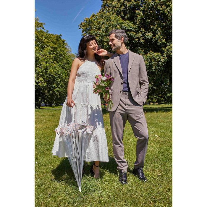 Жіноча прозора парасолька-тростина Fulton Birdcage-2 L042 Wedding Floral Border (Квіткова облямівка)
