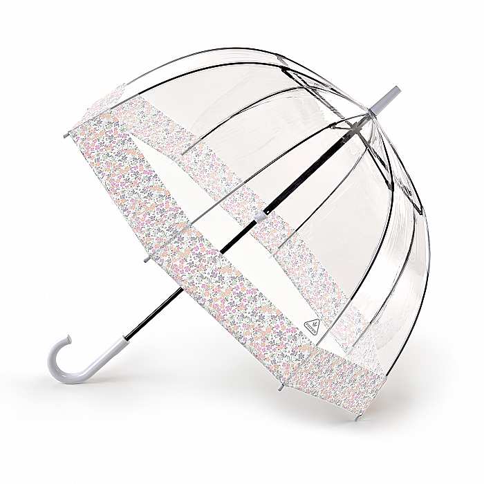 Жіноча прозора парасолька-тростина Fulton Birdcage-2 L042 Wedding Floral Border (Квіткова облямівка)